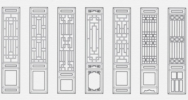 镇沅常用中式仿古花窗图案隔断设计图